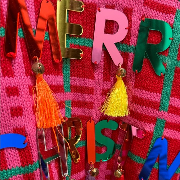 Merry Christmas Holiday Ugly Sweater with Tassels/Bells sz L - Picture 3 of 3